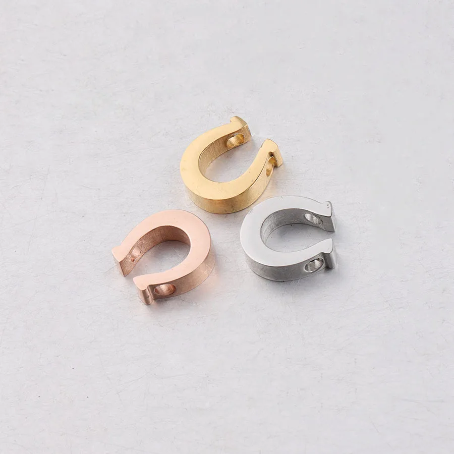 50pc Mirror Polished 1.8mm Small Hole Bead Stainless Steel 8.7*9.7mm Horseshoe Bead Charms Necklace DIY Handmade Beads Wholesale