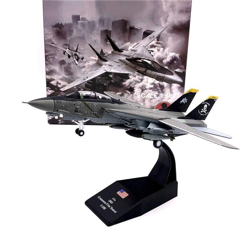 JASON TUTU 1/100 Scale Alloy Model Diecast  USA F-14 Tomcat Jolly Roger Squadron vf103 Boeing Military Missile bomber DropShippg