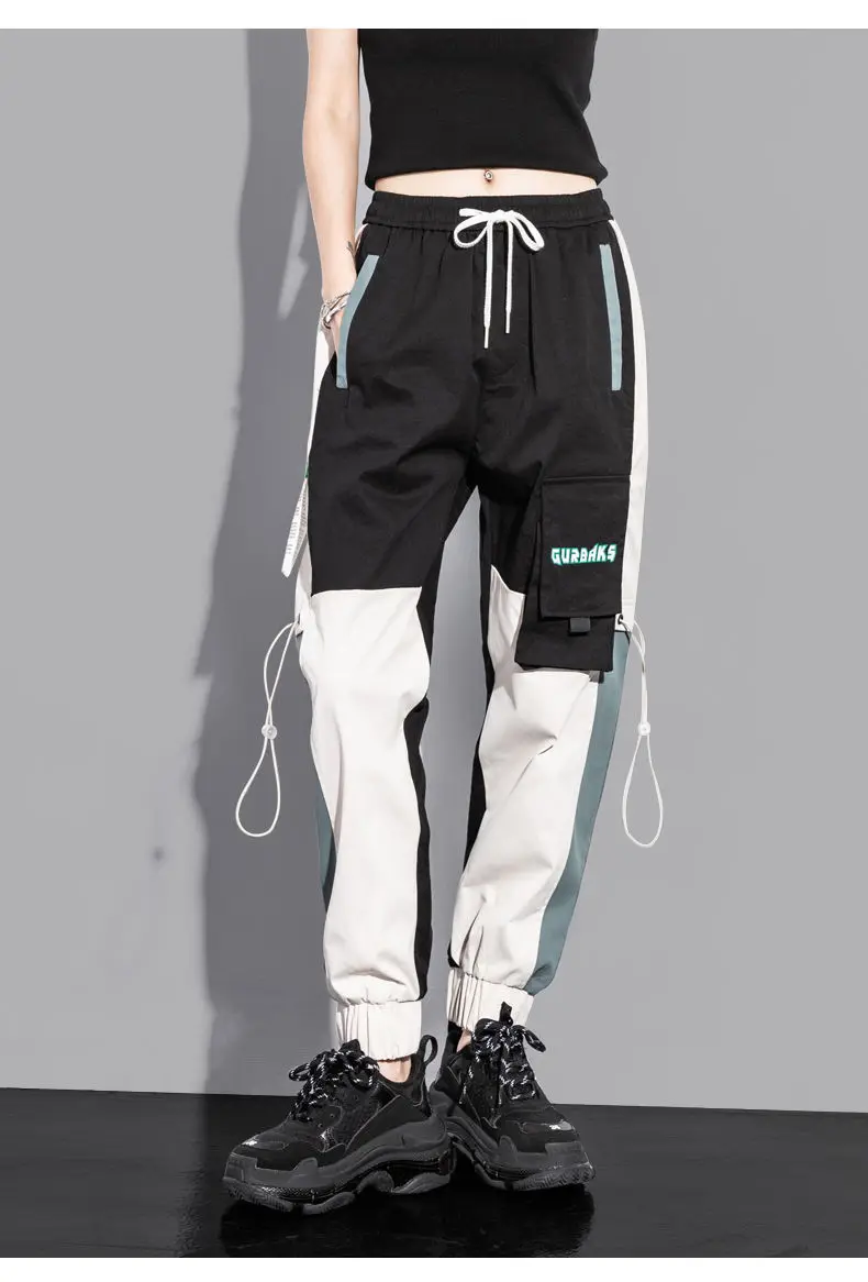New Big Pockets Cargo Pants Women Ankle-length High Waist Drawstring Loose Streetwear Hip Hop Versatile Joggers Trousers Female