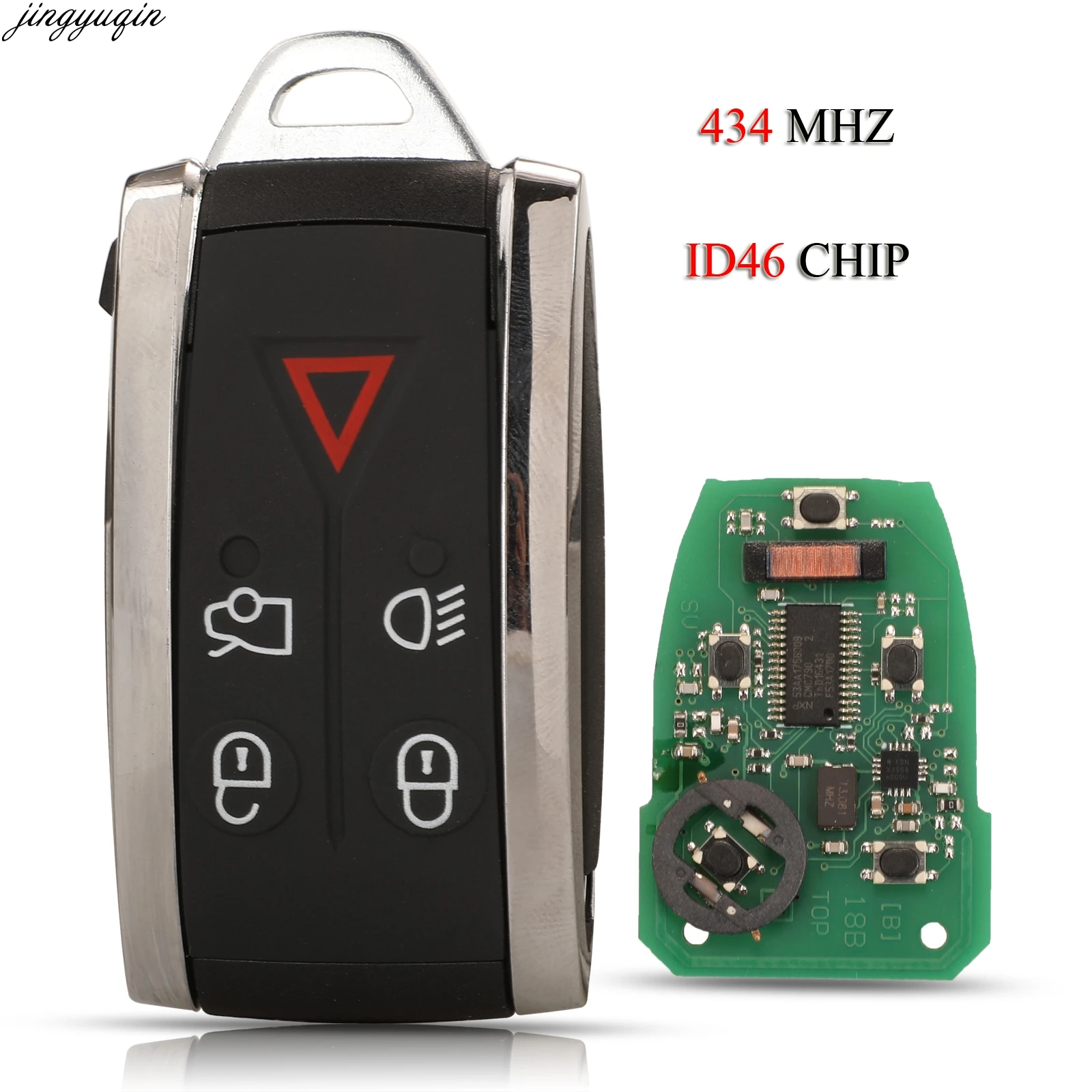 

Jingyuqin Remote Control Car Key 433Mhz ID46 PCF7953 Chip For Jaguar XF XK XKR 2007-2012 X-Type S-Type 5 Button Smart Fob