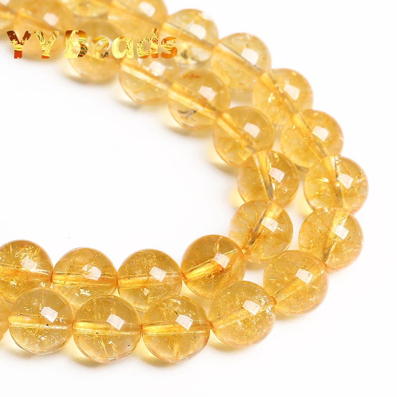 Natural Citrines Yellow Crystal Beads Round Loose Spacer Beads For Jewelry Making DIY Bracelets Accessories 15\