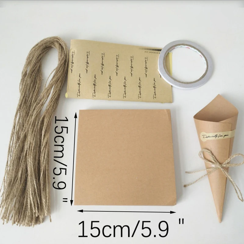 50PCS Wedding Confetti Retro Kraft Paper Petals Candy Placed Natural Confetti Cones For Wedding Party Birthday Party Decoration