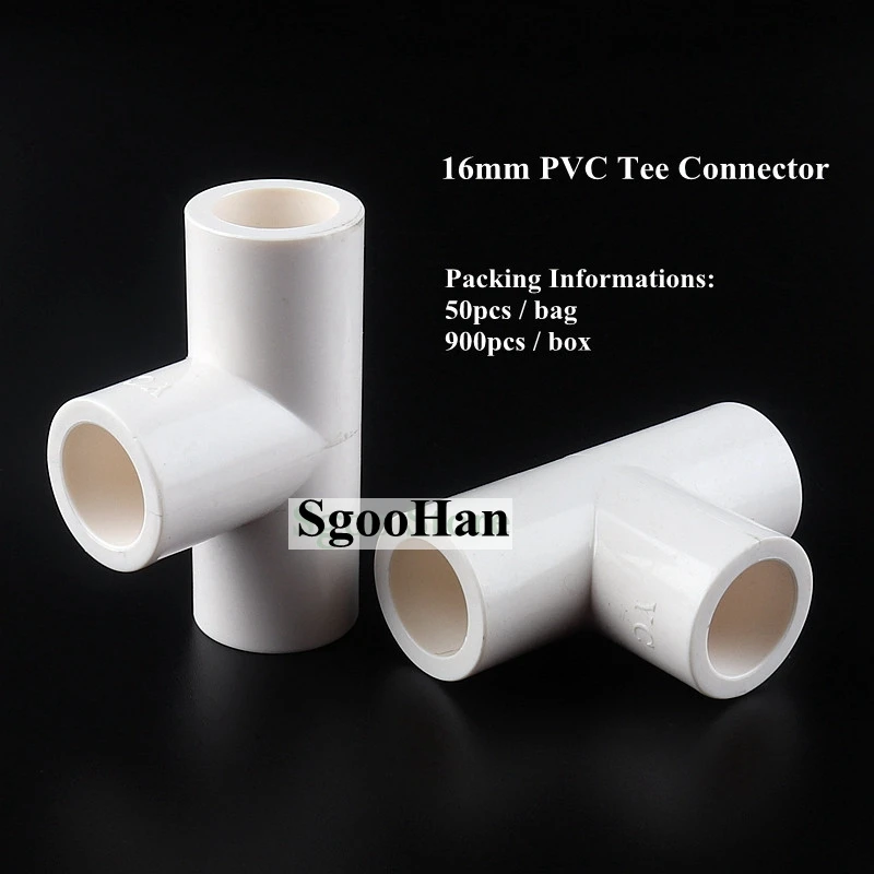 5~50pcs 16mm PVC Water Supply Pipe Fittings Straight Elbow Equal Tee Connectors Plastic Bushing Joint Irrigation Water Parts