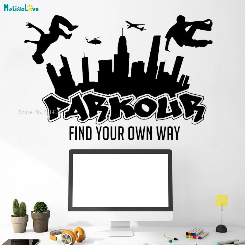 Parkour Wall Decal Extreme Sports Vinyl Art Stickers Jumping Street Cities Street Self-adhesive Home Decor Unique Gift YT4251