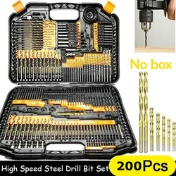 200/50Pcs 1/1.5/2.0/2.5/3mm Titanium Coated Twist Drill Bit High Steel for Woodworking Plastic And Aluminum HSS Drill Bit Set