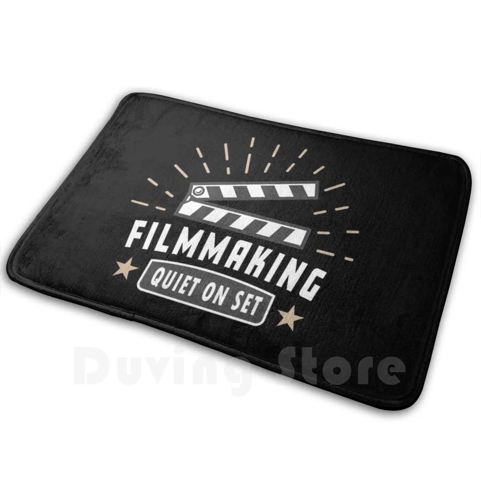 Movies Filmmaker Quiet On Set Mat Rug Carpet Anti-Slip Floor Mats Bedroom Filmmakers Action Camera Clapper Board Directing