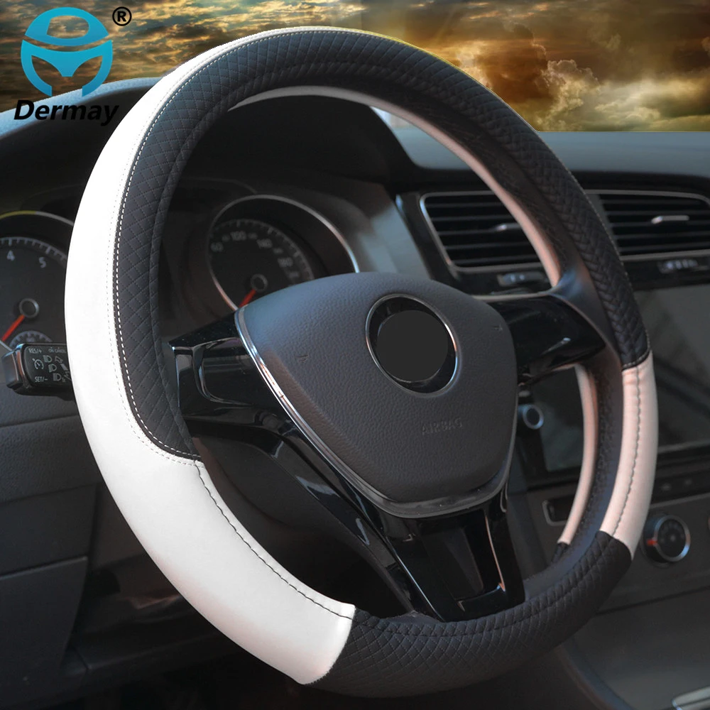 Universal Car Steering Wheel Braid High Quality Leather Anti-Slip 8 Color Car Steering Wheel Cover Car-styling Auto Accessories