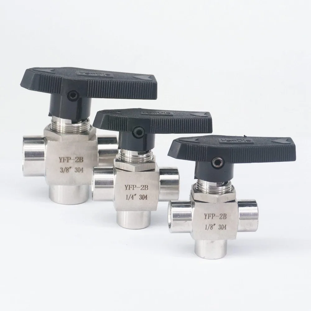 Hochdruck 1/8" 1/4" 3/8" 1/2" 3/4" BSP Innengewinde 304 Edelstahl Gleiches L-Port-Kugelhahn PTFE-Dichtung – Detail 4