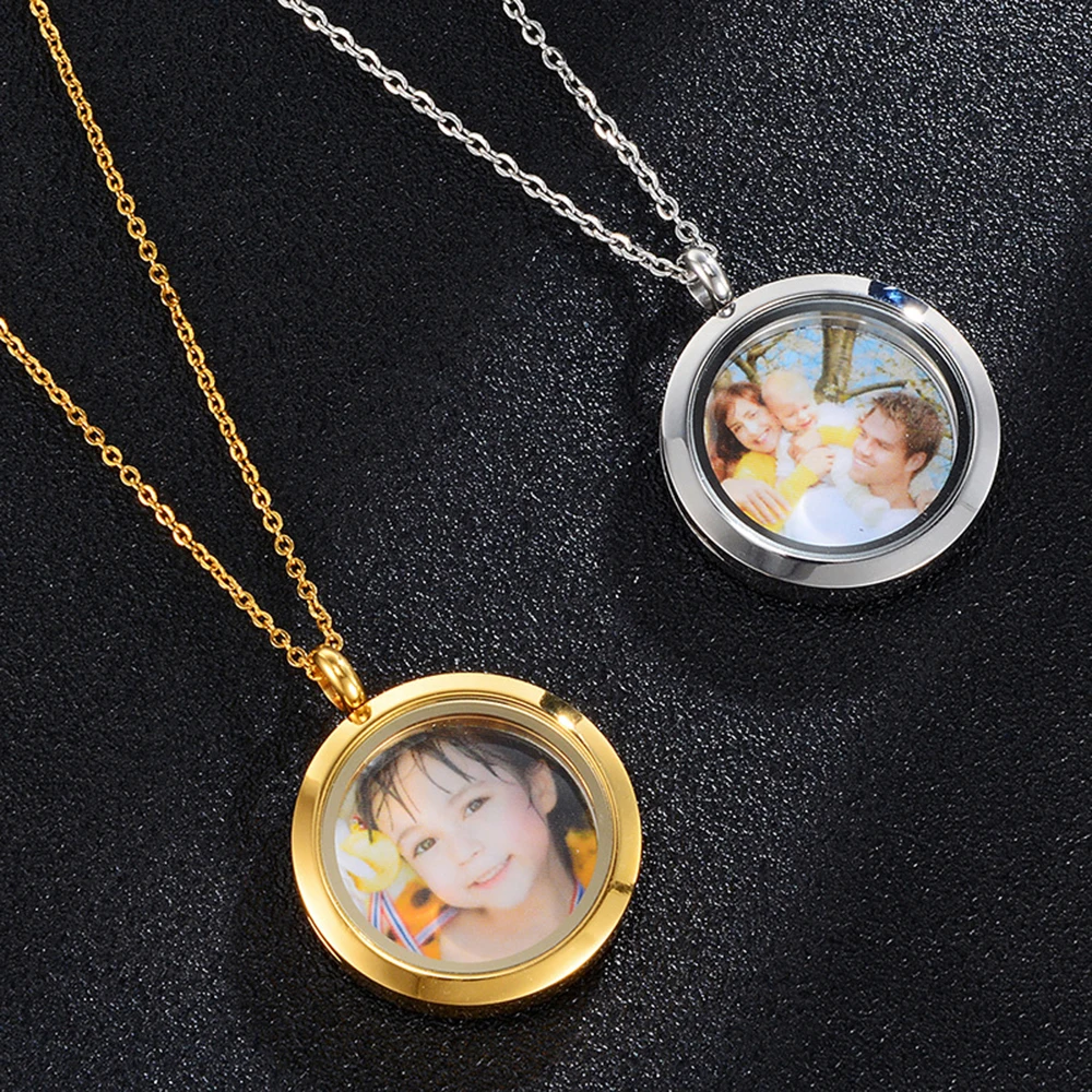 

Anztilam Stainless Steel Round Custom Photos Pendants Necklace For Women Men Hip Hop Customized Jewelry With Chain Free Ship