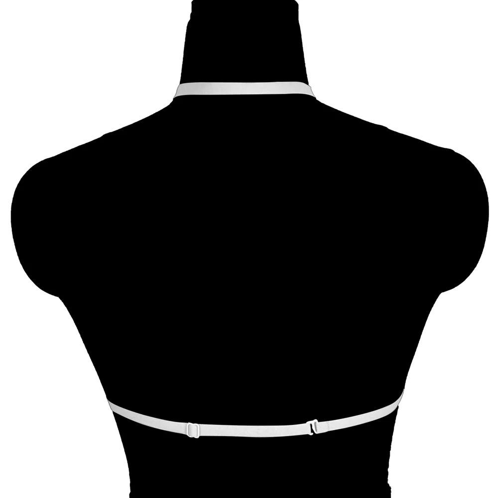 Atasan Bra Harness Fashion Putih Sabuk Pinggang Fetish Lingerie Seksi Punk Goth Pakaian Garter Festival Tari Tiang Tubuh Suspender