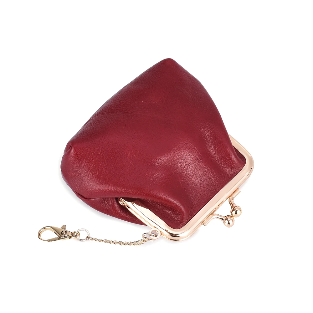 Button Coin Purse Women Genuine Leather Small Pocket Money Bag Ladies Fashion Clutch Change Wallet for Woman