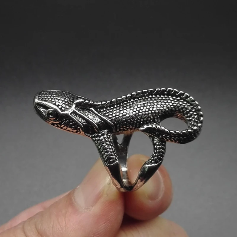 

Cool 316L Stainless Steel Lizard Rings For Men Punk Biker Ring Vintage Gothic Animal Men's Ring Jewlery Gift