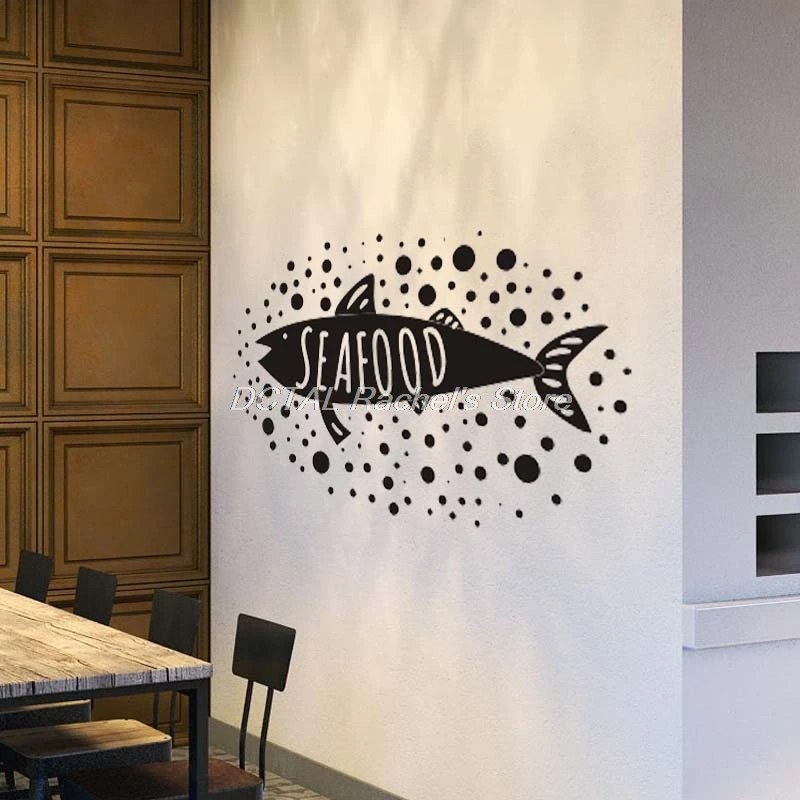 

Seafood Restaurant Decor Vinyl Wall Decal Kitchen Dining Room Sticker Bar Drink Art Sticker