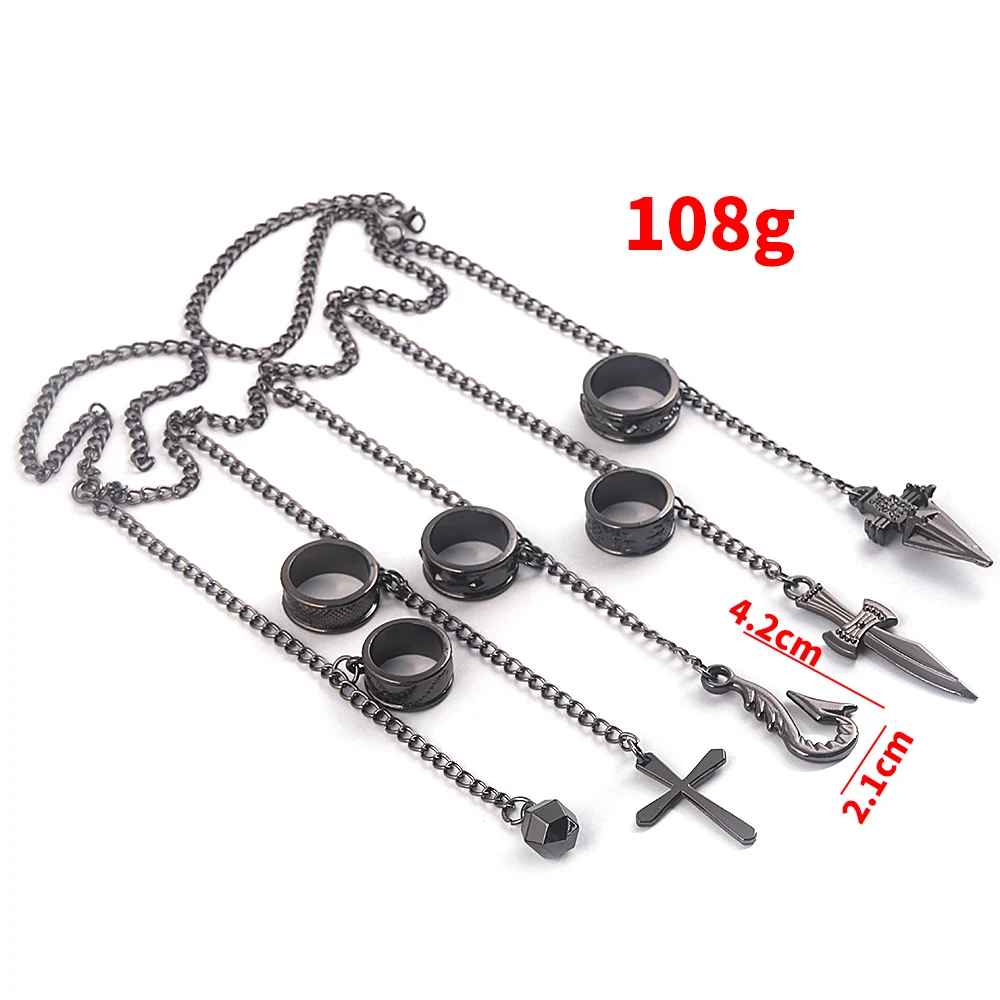 Anime Hunter x Hunter Kurapika Chain Rings Women Men Cosplay 1:1 Metal Pendant Clothing Accessories Jewelry Props