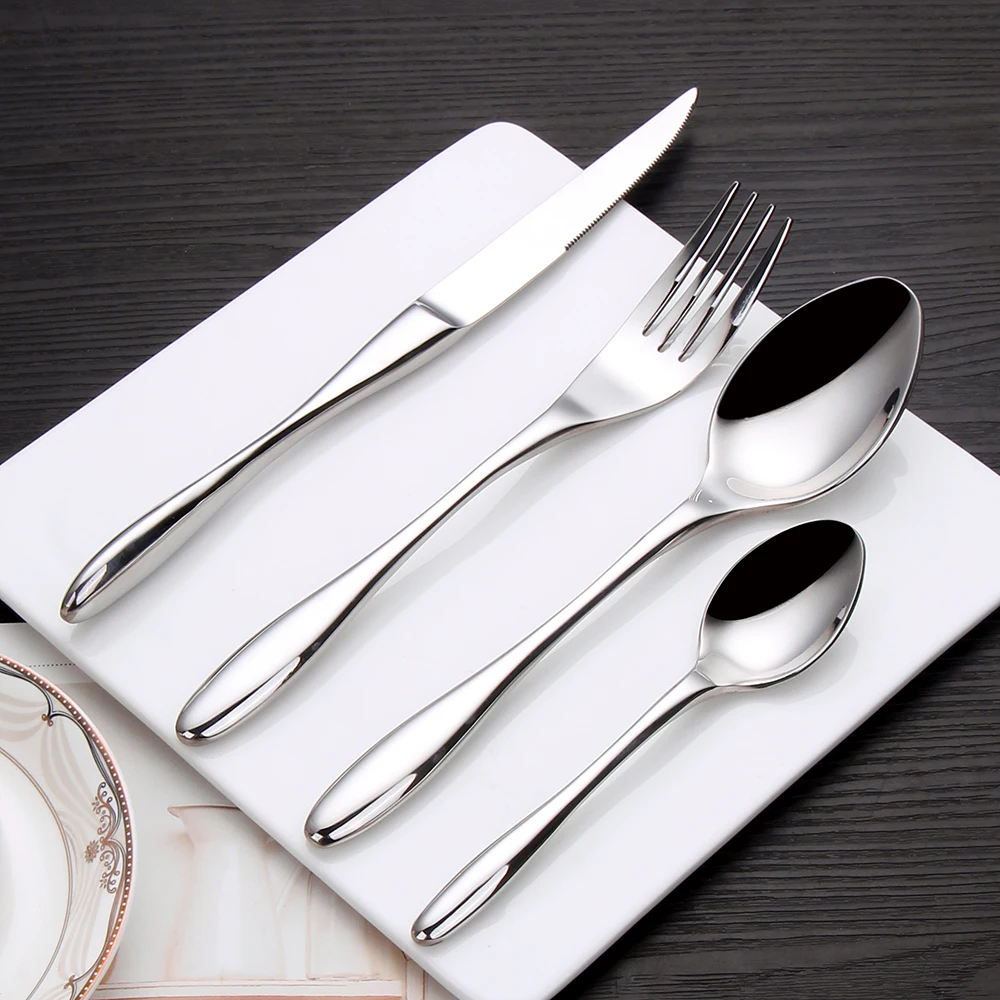 4/8/12/16Pcs Gold Cutlery Set Stainless Steel Tableware Mirror Dinner Set Sliver Knife Fork Spoon Black Kitchen Utensils