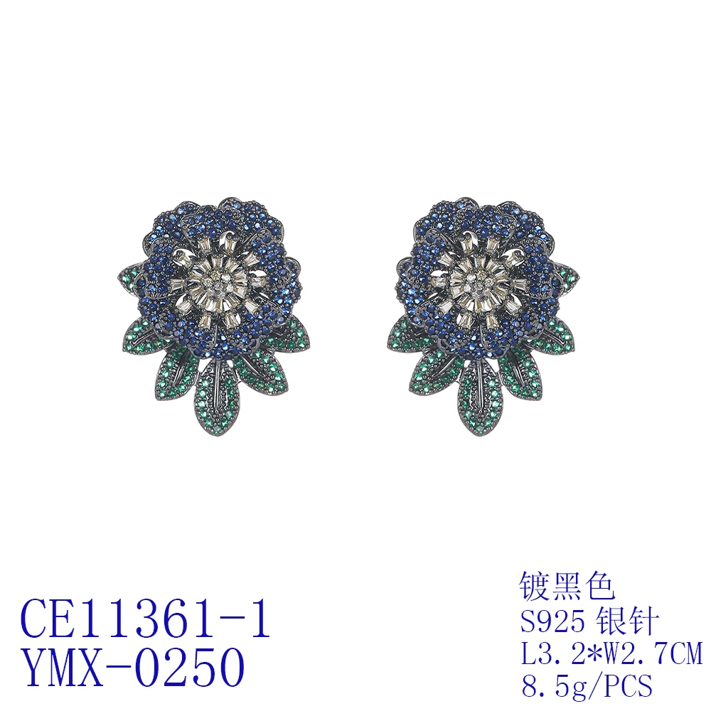 Cubic Zircon CZ Flower Earrings for Wedding Bride Crystals Earring Women Girl Birthday Party Jewelry CE11361