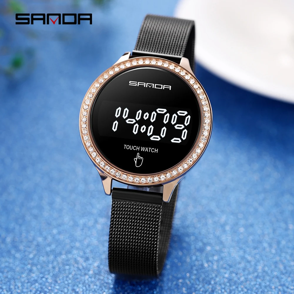 SANDA – montre numérique étanche pour femmes, nouvelle mode, écran tactile lumineux LED, 8006