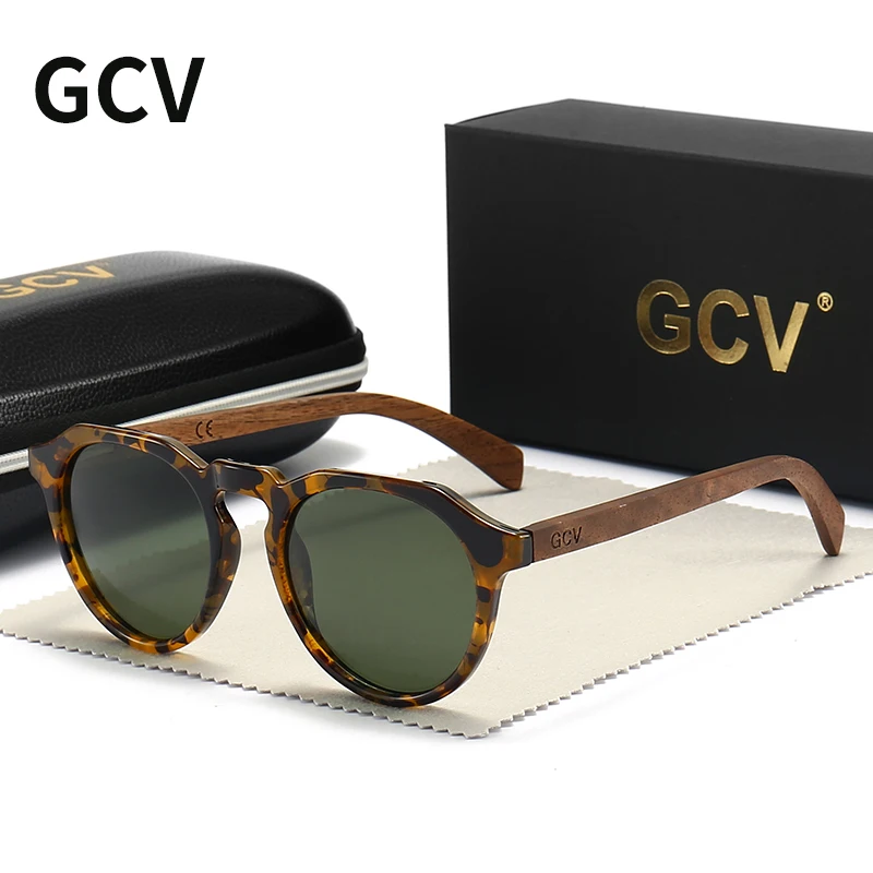 GCV מותג מתקדם אגוז עץ Hawksbill נמר תבואה מסגרות Ultralight משקפי שמש גברים נשים נקבה מקוטב עדין אופנה