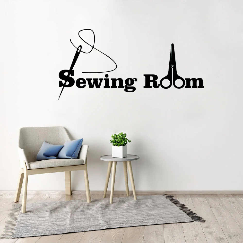 Sewing Room Needlework Wall Window Decal Sticker Sewing Dressmaker Seamstress Craft room Sign Scissors Vinyl Decor