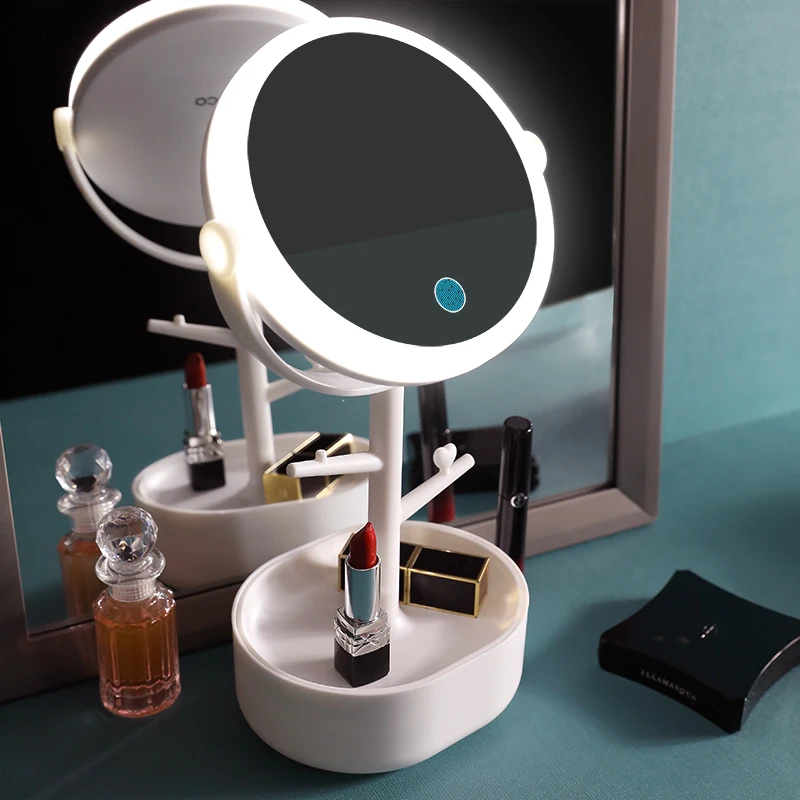 zq  Led Make-up Mirror Dressing Table Mirror with Light Cosmetic Mirror Girl Fill Light Mirror