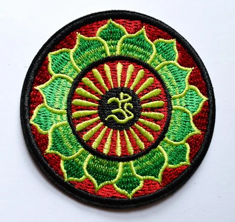 (5 pcs) YOGA Aum om infinity hindu indian LOTUS retro hippie Iron On patch ( about  7.7 cm)