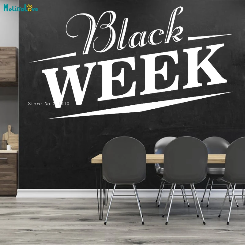 Black Week Sale Window Sticker Shopping Spree Word Decor Removable Decals Discount Logo Attract Customers YT3572