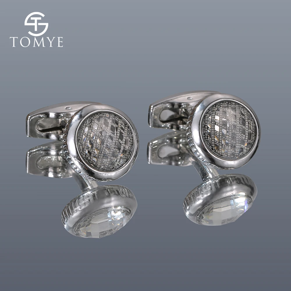 Cufflinks for Men TOMYE XK20S046 High Quality Fashion Round Silver Color Metal Formal Dress Shirt Cuff Links Button for Gifts