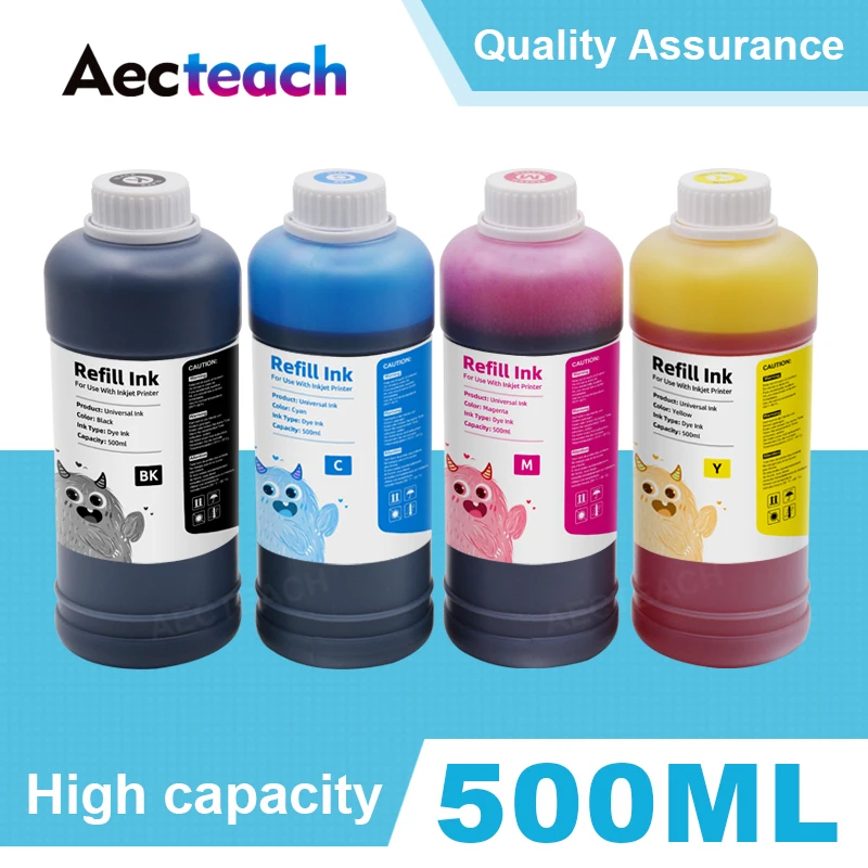 

Aecteach 500ml Bottle Printer Dye Ink Refill Kits For HP 123 122 121 302 304 301 300 650 652 21 22 140 141 901 350 XL Cartridges