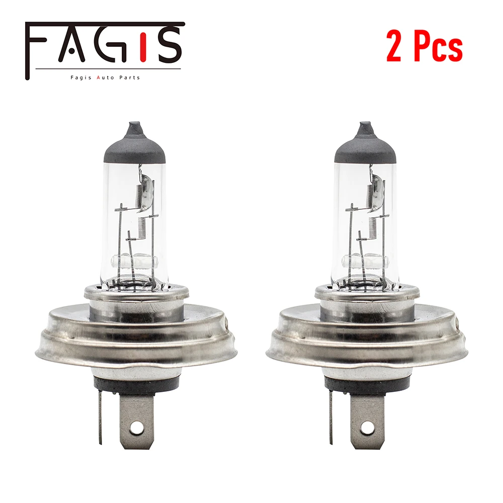 Fagis 2 Pcs H4 9003 HB2 P45T 12v 60/55w Clear Glass Car Headlight Auto Halogen Bulbs Car Lights Lamps