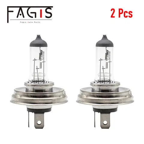 Fagis 2 Pcs H4 9003 HB2 P45T 12v 60/55w 투명 유리 자동차 헤드 라이트 자동 할로겐 전구 자동차 조명 램프