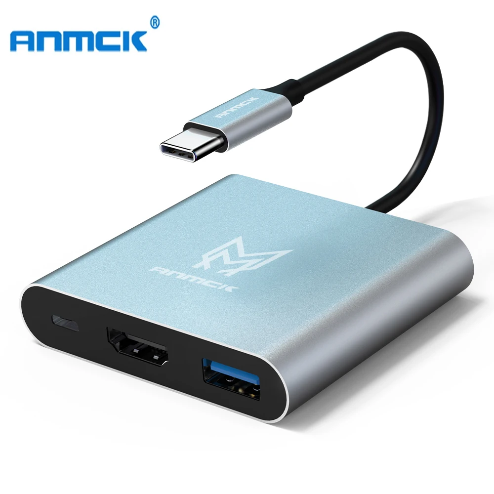 Usb C Hub Ke HDMI 4K 3 Port Laptop Docking Station Aksesori PC Supprt PD Pengisi Daya USB 3.0 Splitter untuk MacBook Pro/Air