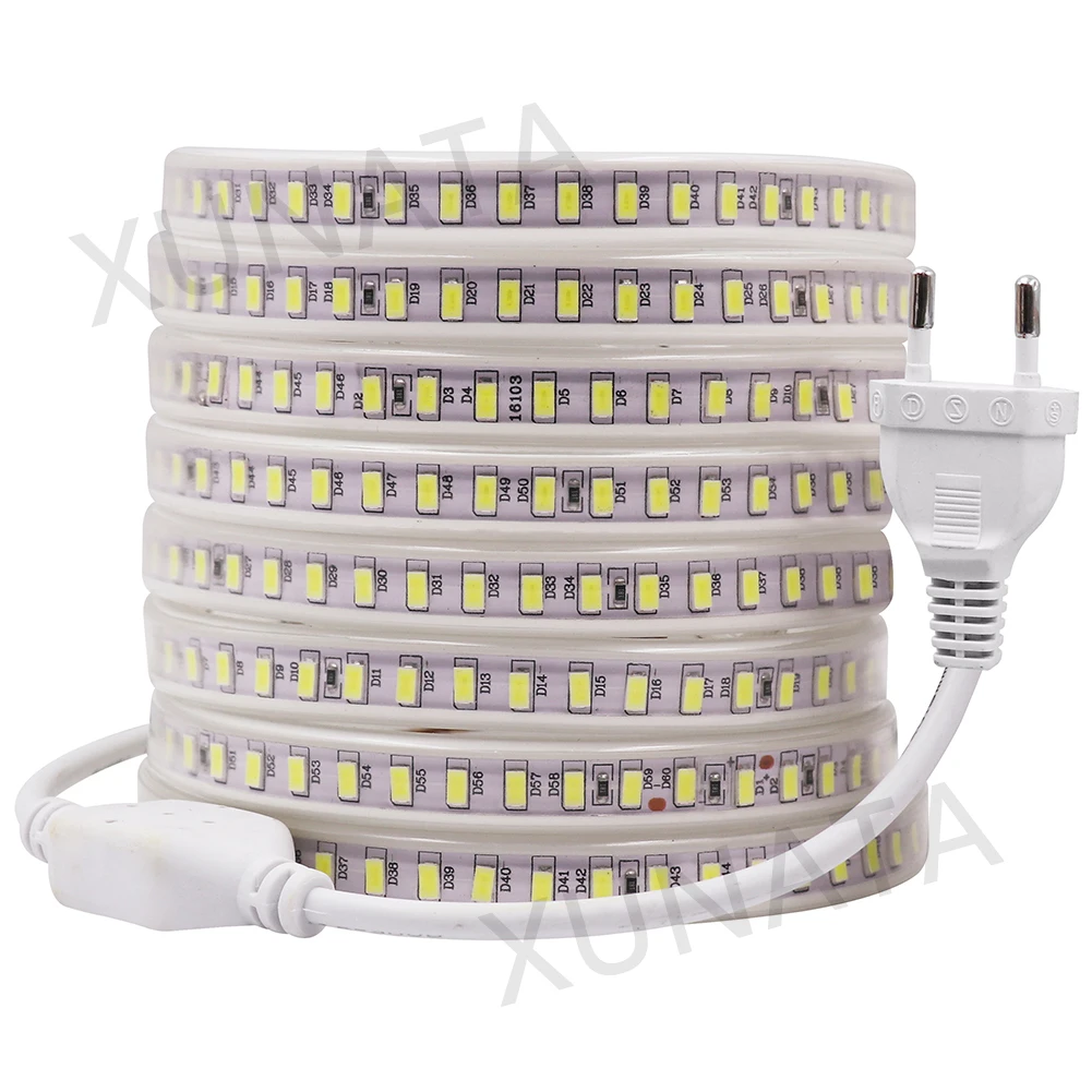 

LED Strip Light 220V 5630 120LEDs/m Waterproof Flexible Ribbon Tape LED Light Lamp With EU UK Plug White/Warm White