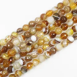 Natural Faceted Amber Yellow Stripe Agate 6-16mm 15inch per strand, For DIY Necklace Bracelat Jewelry Making !