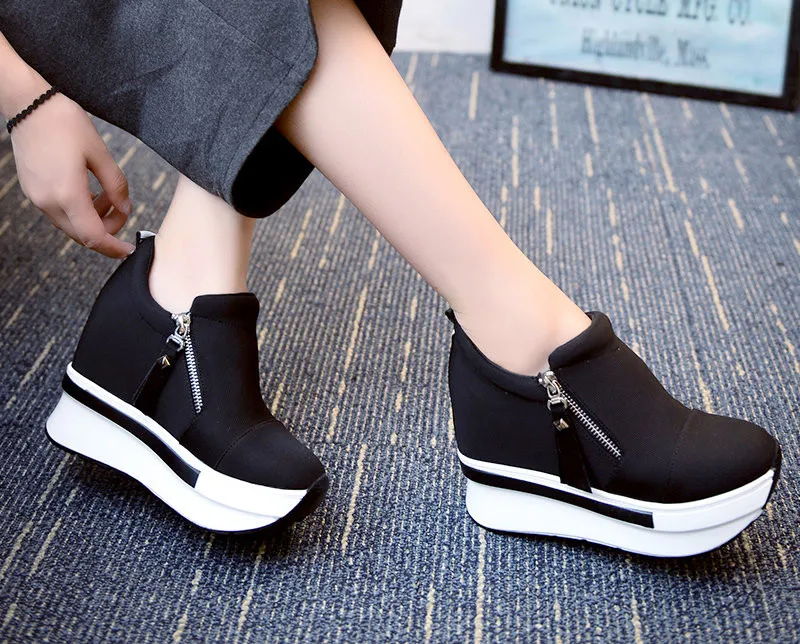 platform sneakers women shoes red casual shoes comfortable platform shoes heels black canvas shoes women invisible wedge sneaker