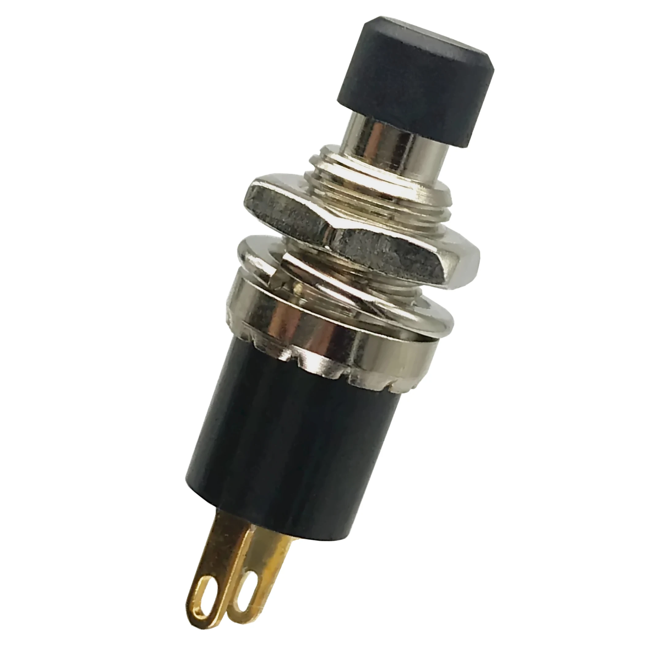 

7mm Aperture Round Small Pushbutton Switch 1A Metal Power Button Red/Black Gold-Plated Foot Self-Locking ON-OFF High Quality Ro