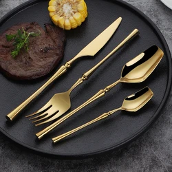 Western Luxury Cutlery Set Tableware Knfie Fork Spoon 18/10 Stainless Steel Dinnerware Kithcen Flatware Cutleri Sets 4/8/16/32