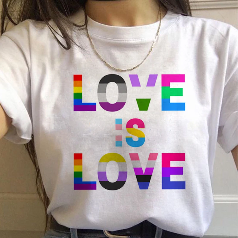 Lgbt Rainbow Harajuku T Shirt Women Gay Pride Ullzang 90s T-shirt Lesbian Graphic Funny Print Tshirt New Fashion Top Tees Female