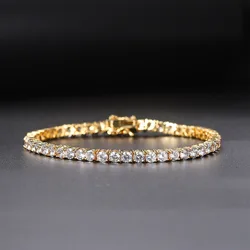 Tennis Bracelet for Women Punk Hiphop Luxury Iced Out AAA+ Cubic Zirconia Wedding Gold Color Hand Chain Gift Jewelry OHH118