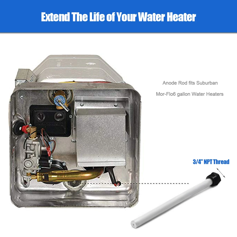 Automobile RV Anode Rod Magnesium For Suburban Mor-Flo 6 Gallon Water Heater Tank Marine Professional Accessories