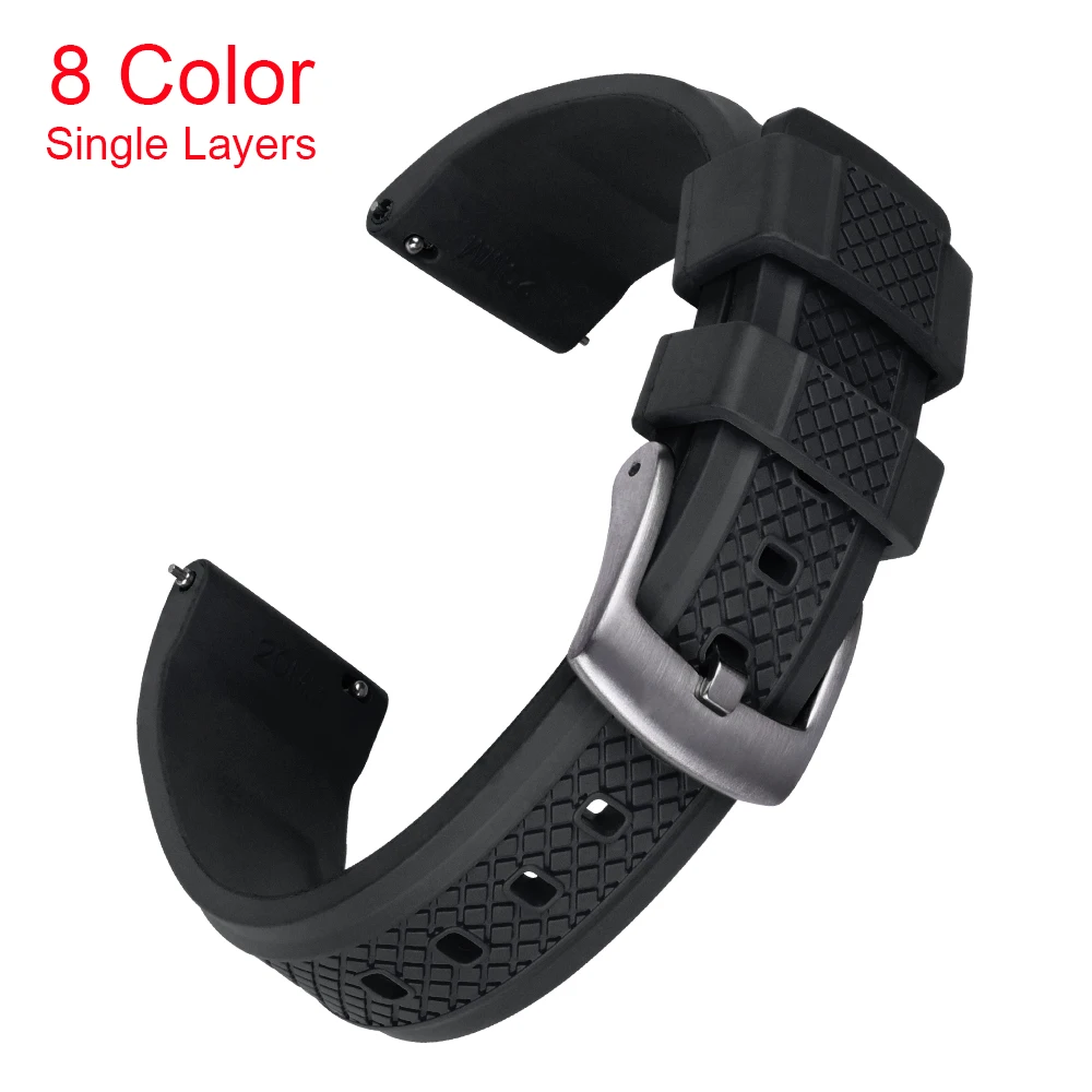 New Fluororubber Watch Strap FKM Watch Band 20mm 22mm Quick Release Huawei Samsung Garmin Watch Replacement Watchband