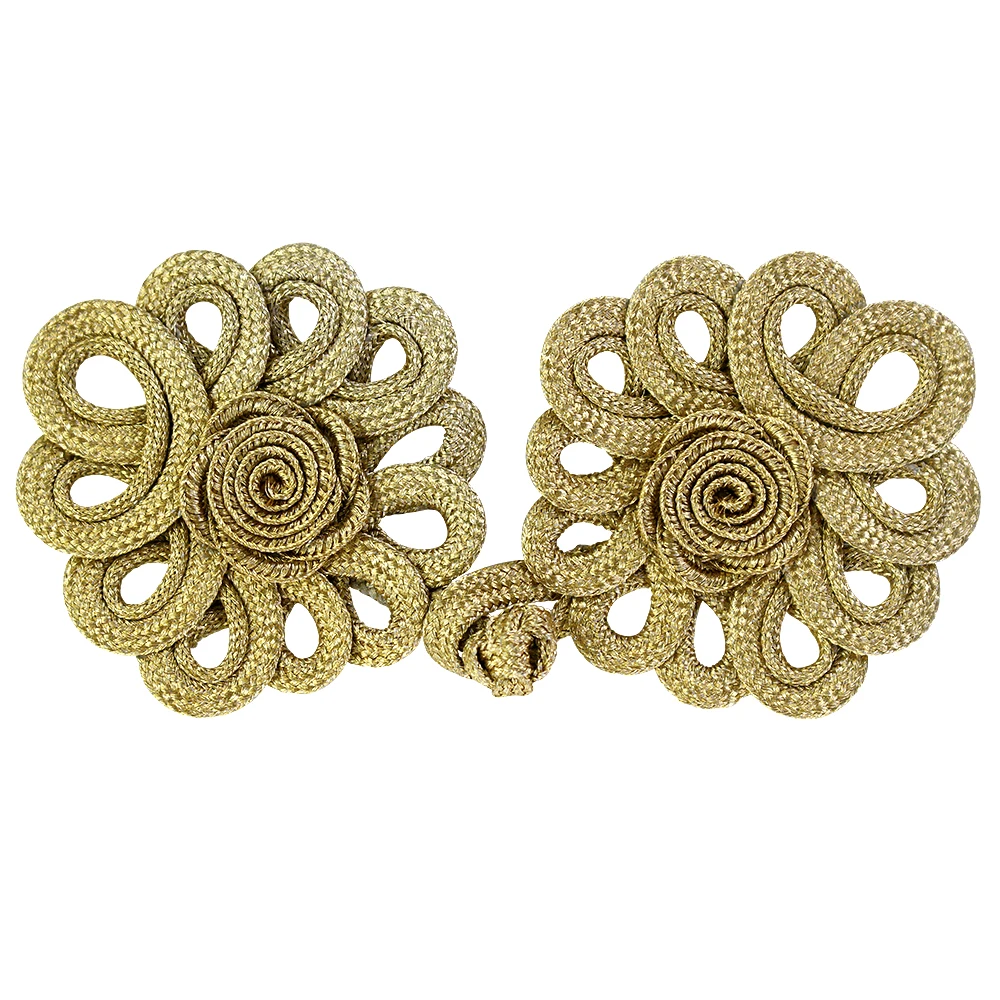 5set Large Gold Cord Braided Looped Fastener Closure Knot Buttons Sewing Supplies For Craft Chair cover Cheongsam buckle