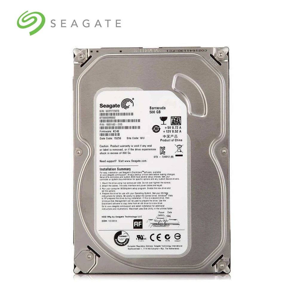 Seagate-disco duro mecánico interno para PC de escritorio, dispositivo SATA de 500GB, 3 Gb/s-6 Gb/s, HDD, 500G, 8 MB/32 MB, búfer, 3,5 pulgadas