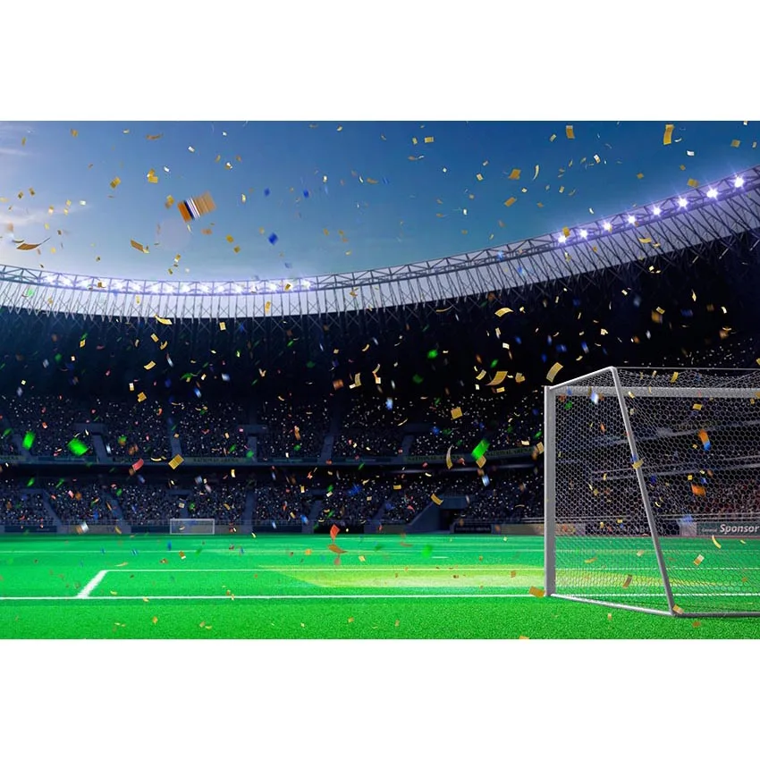 7x5FT  Stadium Arena Soccer Field Championship Win Confetti Tinsel  Custom Photo Studio Backdrop Background Vinyl 220cm x 150cm