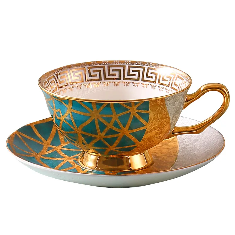 

Creative European light luxury bone porcelain black tea cup high-grade ceramic coffee dish