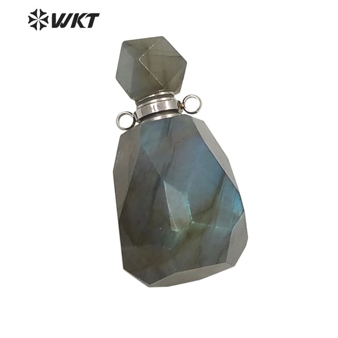 WT-P1627 New Faceted Water Drop Necklace Pendant Double Hooks Perfume Bottle Pendant Luxury Labrodorite Bottle Pendant