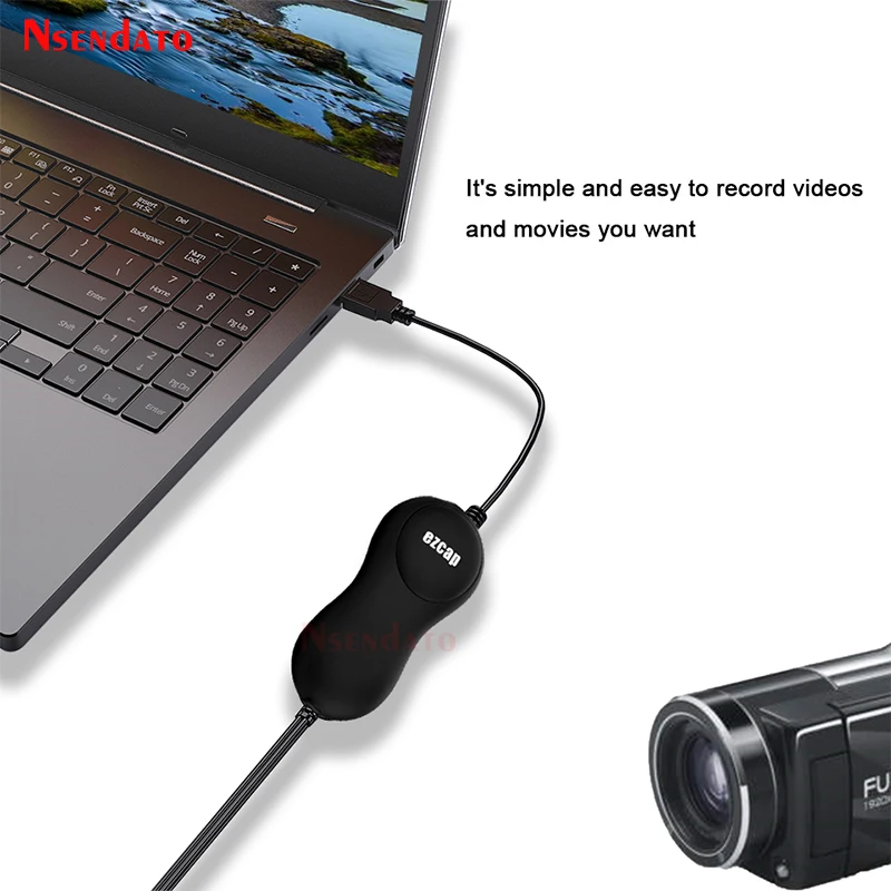 Ezcap-USB 159オーディオビデオグラバーキャプチャカード,デジタルビデオ形式のコンバーター,Windows 10,Mac用のHDカムコーダー,2.0