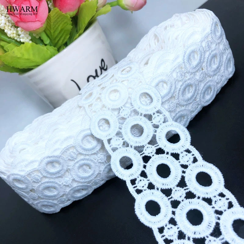 HWARM 20yard 4cm african lace fabric Three circles arc wedding lace barcode DIY children's clothing accessories ribbon trim LACE