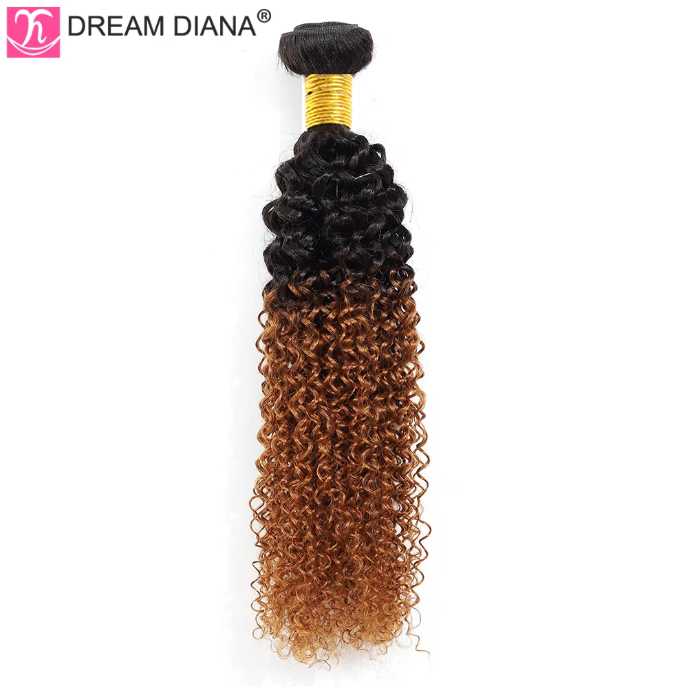 DreamDiana-mechones de cabello humano para mujer, mechones de cabello humano 3/4 marrón ombré, rizado, 10A, T1B/30, 10 \