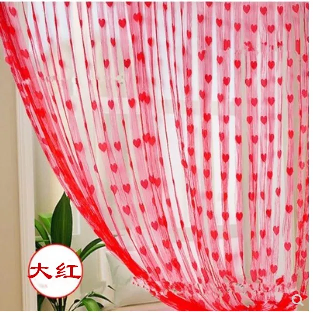 Heart pattern  Curtain Door shelter curtain Thread Curtains Window Wall Panel Room Divider Doorway Home Living Room Wedding Deco