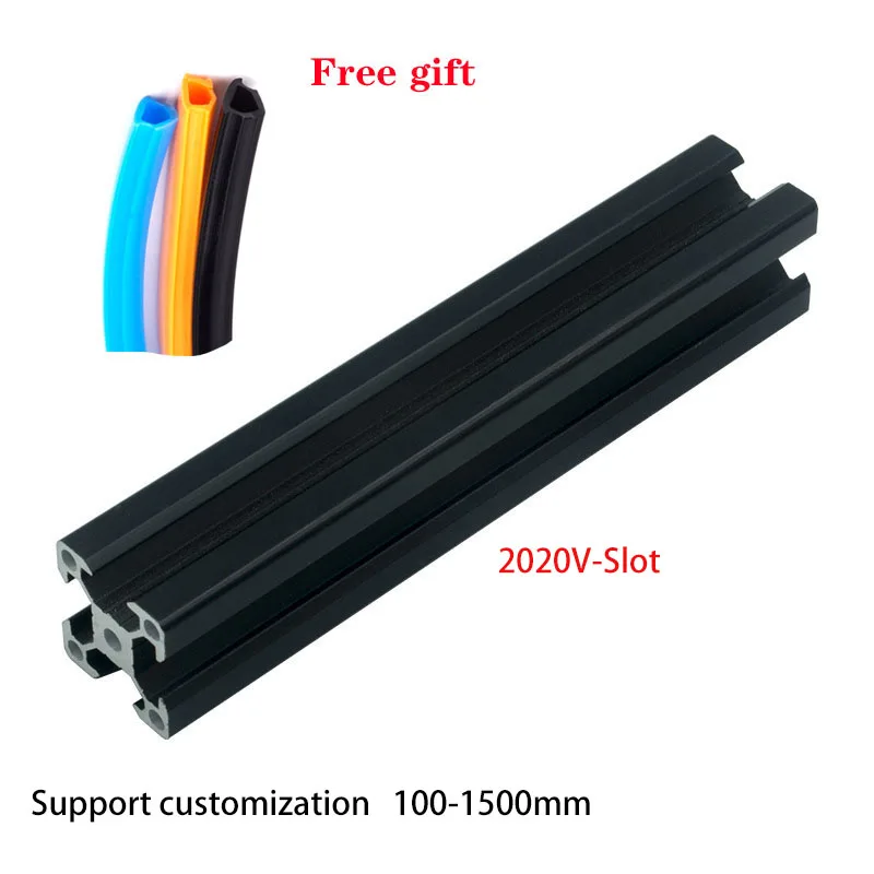 

1pcs Black 2020 V- Slot Aluminum Profile Extrusion Frame 100mm-1200mm European Standard Anodized Linear For CNC 3D Printer Parts